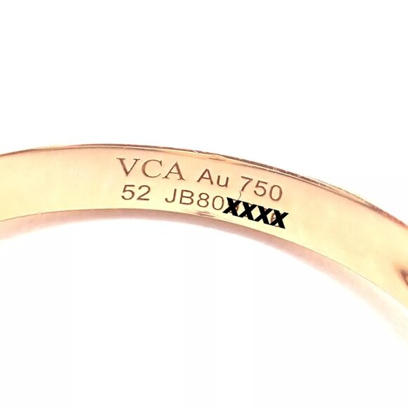 Van Cleef & Arpels Vintage Alhambra 18k Yellow Gold Mother Of Pearl Diamond Ring - Picture 10 of 10